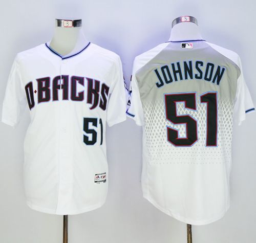 Diamondbacks #51 Randy Johnson White/Capri New Cool Base Stitched MLB Jersey